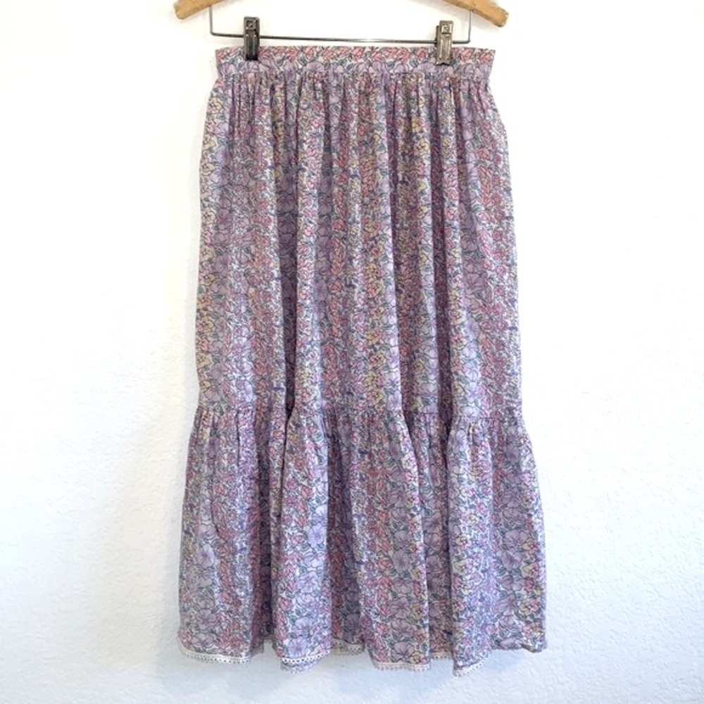VINTAGE BOHO TIERED SKIRT FLORAL